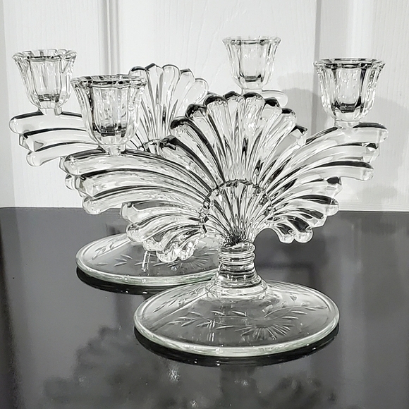 (2) 1930s "Pattern 221-2/Maya"  2 Light Candlesticks ✨️by Paden City Glass EUC - Picture 9 of 9